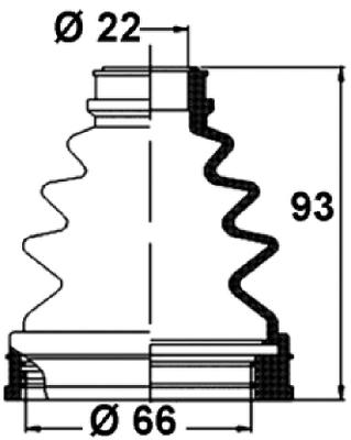 Veovõlli tolmukate 22 x 66 x 93