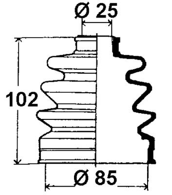 Veovõlli tolmukate 25 x 85 x 102