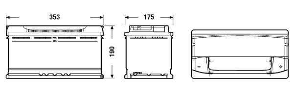 EXIDE 100AH 900A PRE 353X175X190 -/+