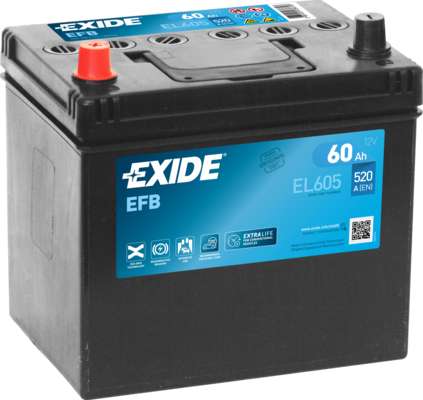 EXIDE 60AH 520A 230X173X222 EFB Start/Stop +/-