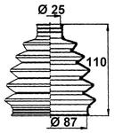 Veovõlli tolmukate 25 x 87 x 110